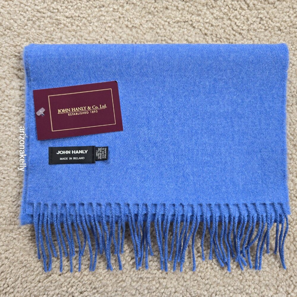 NWT John Hanly Extra Fine Merino Wool Scarf Blue - Picture 10 of 10